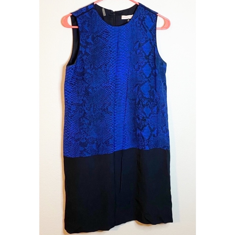 Rebecca Taylor Blue Python Colorblock Shift Dress - image 1